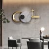 840mm x 450mm Large Round Grey & Gold Wall Clock with Wood Pointer Modern Home Decor Art