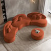 3700mm 4-Piece Curved Velvet Sectional Sofa with Ottoman & Pillows