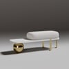 Modern Faux Leather Console Table & Wooden Entryway Bench Set Boucle Upholstered