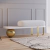 1000mm White & Gold Curved Console Table & Wooden Entryway Bench with Metal Legs