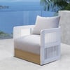 Fauteuil de salon pivotant d'extérieur Costra en aluminium et corde tressée blanc