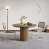 Japandi 32" Round Walnut Wood Dining Table, Seats 2