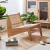 Fauteuil décoratif Japandi en bois et rotin de noyer pour salon
