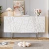 Modern 59" White Carved Credenza Sideboard with 4 Doors & Adjustable Shelves
