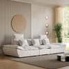 Canapé Profond 3 Places Moderne en Leath-Aire Blanc 2780 mm avec Dossier Réglable