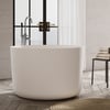 41" Japanese Modern Round  Freestanding Stone Soaking Bathtub White
