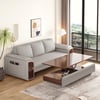 94.5" Gray Pull Out Sofa Bed Convertible Leath-Aire Sleeper with Lift-top Coffee Table