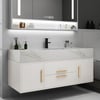 Modern 39" White Floating Single Bathroom Vanity with Sintered Stone Top and Sink