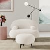 Moderní bílá krémová židle Boucle Accent s Pouf Ottoman Set křeslo s podnožkou