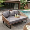 1600mm Rattan Outdoor Daybed with Grey Cushion Pillow Aluminum Frame