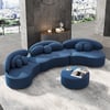 3700mm 4-Piece Curved Velvet Sectional Sofa with Ottoman & Pillows