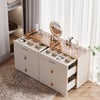 Commode Chanor 1200 mm avec plateau en verre champagne avec 6 tiroirs