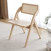 Set of 2 Japandi Folding Solid Wood Natural Dining Chairs