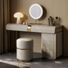 modern gray dressing table set with cabinet, vanity table with mirror and stool