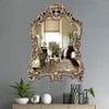 Large Vintage Arch French Shield Wall Mirror Decor 19th Century Champagne Gold Art