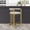 Set of 2 Modern Counter Stool with Back White Upholstery in Gold