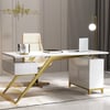 Set de escritorio ejecutivo y silla ejecutiva de madera moderno blanco de 1800 mm