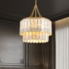 Enseo Coastal 5-Light Capiz Shell 2 Tiered Faceted Chandelier Pendant Light Gold White