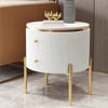 Modern 21" White & Gold Fluted Sintered Stone End table with 2 Drawers