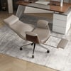 Ergonomic Khaki Faux Leather High Back Reclining Swivel Office Desk Chair with Footrest