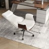 Ergonomic White Faux Leather High Back Reclining Swivel Office Desk Chair with Footrest