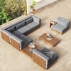 Grida 9-Piece Outdoor Teak Modular Sectional Sofa Set with Coffee Table in Grey