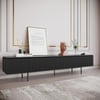 TV cabinet with ribbed front with 2 drawers of 200 cm in black color