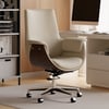 Modern Ivory PU Leather Upholstered High Back Office Chair