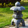Outdoor Garden Geometric Japanese Solar Lantern Sculpture Statue Asian Decor in Gray