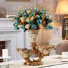 Shinely 2 Tiered Gold & White Fruit Basket Plate with Vase Resin Snack Tray Decor