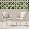 Outdoor Rope Weave & Aluminium Dining Chairs in Beige, Set of 2