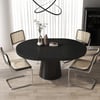 Japandi 39"–55" Extendable Round-to-Oval Wood Dining Table–Black, Seats 4-6