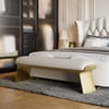 Upart Beige Modern Stainless Steel Bench Leath-Aire Upholstered Bedroom Long Bench