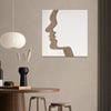 600mm Abstract & Geometric Human Face Wall Decor Art Living Room Bedroom White & Walnut