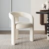 Modern Off White Boucle Dining Chair with Curved Back & Upholstered Legs, 6 Pieces