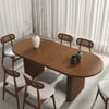 63"-79" Japandi Style Oval Extendable Dining Table Walnut Seats 4-6 People