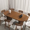 Mesa de Jantar Extensível Oval Fluve de 160 - 200 cm em Nogueira, para 4-6 Pessoas
