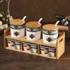 2-Tier 6 Jar Spice Seasoning Jar & Rack Set Ceramic Organizers with Lid in White