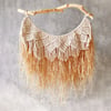 Grande tapisserie boho tissée à la main en bois de raphia en macramé en coton naturel