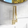 Brushed Gold Waterfall Bathroom Sink Faucet Single Hole Single Handle Brass Modern Style