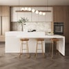 205 - 270 cm Extendable Kitchen lsland with Doors&Drawers White Marble Pattern Top