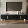 Artis 79" TV Stand with Sintered Stone Top, Storage & Gold Legs