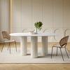 1400mm Modern Oval Stone Top Dining Table 3 Legs in White