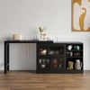 Farmhouse 47" Black Wood Sideboard with Extendable Top & Cabinets