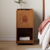 Mid-Century Modern Walnut Narrow Smart Bedside Table