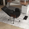 Chaise de bureau ergonomique à dossier haut en similicuir avec fonction inclinable, repose-pieds et pivot noir