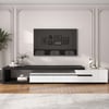 Pinkle Modern Extendable TV Stand White & Black with Storage & Bookshelf & Drawer
