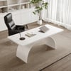 Industrial 71" Rectangular White Wood Desk with Metal Base