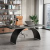 70.9" Industrial Black Rectangular Writing Desk & Office Desk Chair Set High Back