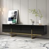 Grovyn 87" Sintered Stone Top Fluted TV Stand with Spacious Cabinets